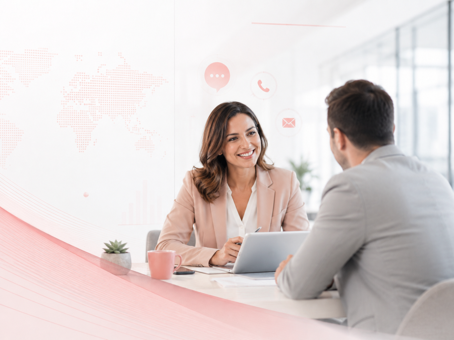 Client relationship discussion in a professional office