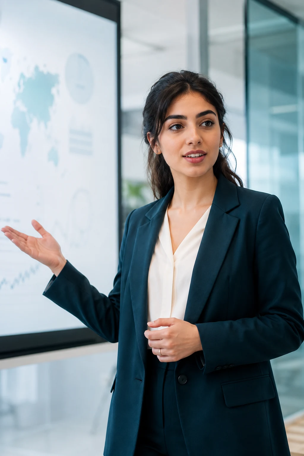 Research professional presenting survey scenarios